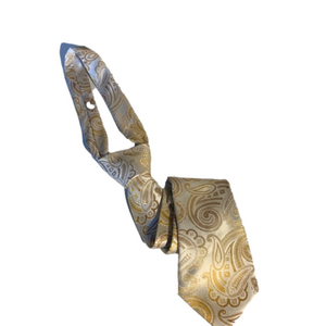 Sean John beige and gold paisley silk tie